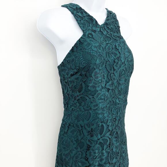 Sam Edelman Womens Lace Sheath Dress 6 Teal Green Midi Sleeveless NWT - Picture 5 of 13